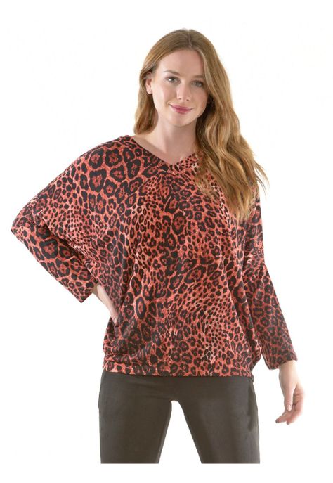 Polera Rebeca Leopardo Rojo-0