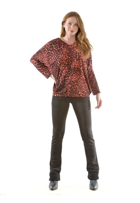 Polera Rebeca Leopardo Rojo-1