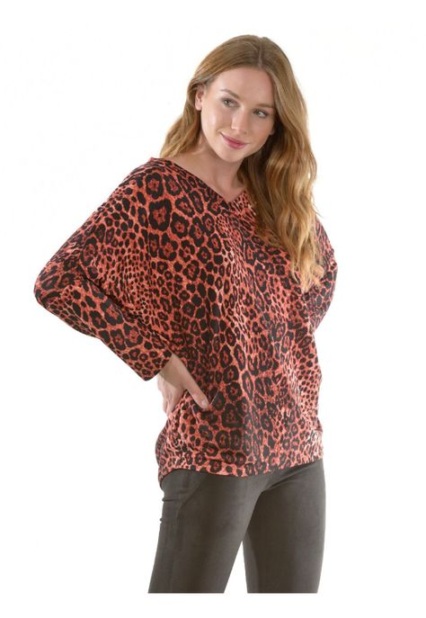 Polera Rebeca Leopardo Rojo-3