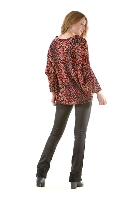 Polera Rebeca Leopardo Rojo-5