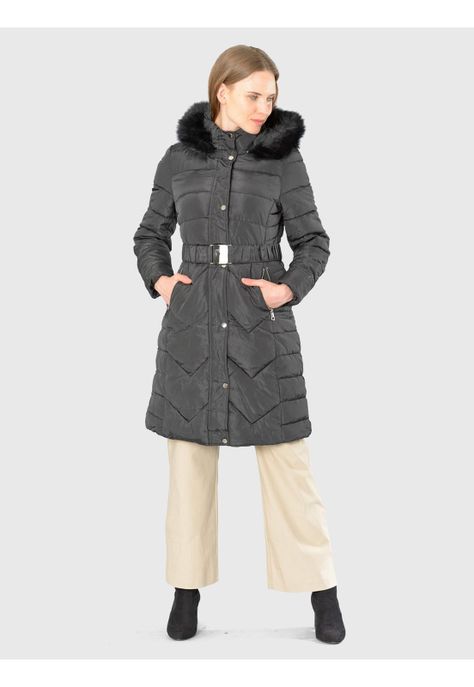 Parka Cinturón Italiana Negro-0