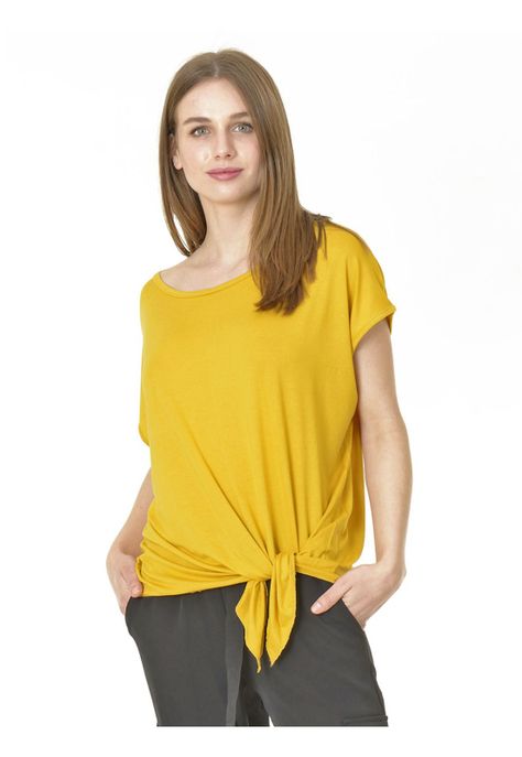 Polera Nudo Lisa Amarillo-2
