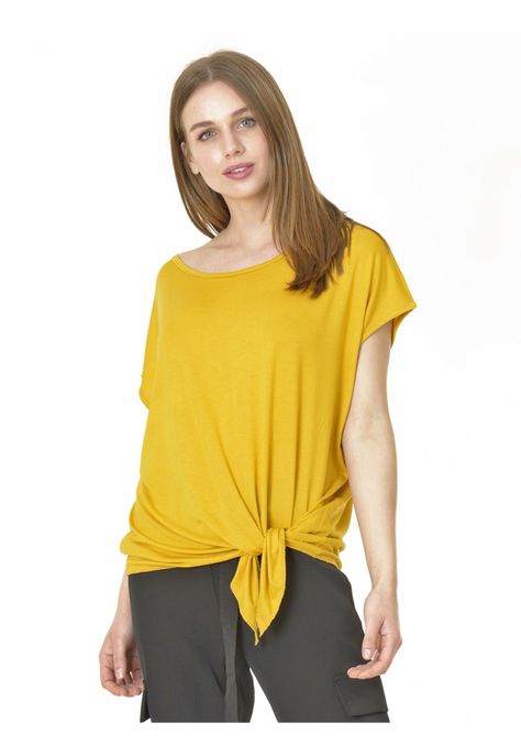 Polera Nudo Lisa Amarillo-3