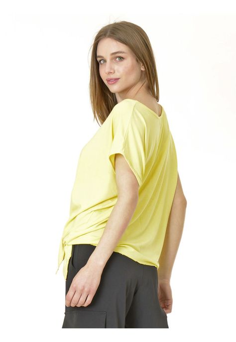 Polera Nudo Lisa Amarillo Claro-3