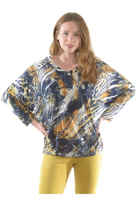 Polera Rebeca Estampada Azul-0