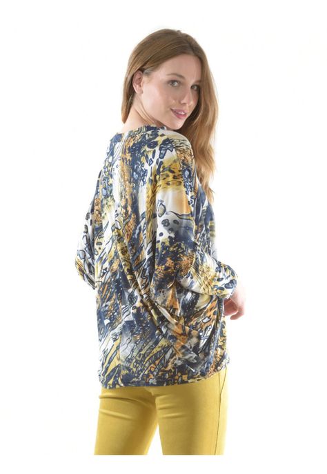 Polera Rebeca Estampada Azul-1