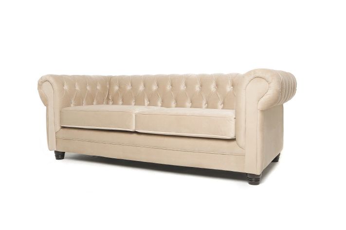 Sofá Chesterfield 3C Velvet Beige-1
