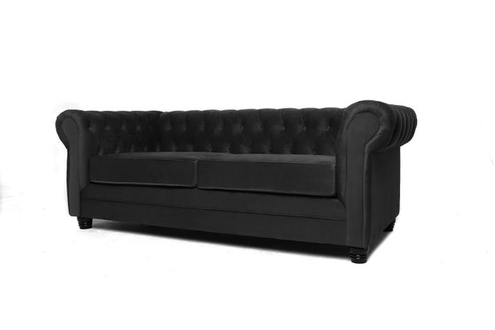 Sofá Chesterfield 3C Velvet Negro-1
