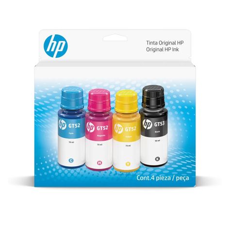 Pack de 4 botellas de tinta HP GT53/GT52 Original Negro, Cyan, Magenta, Amarillo-0
