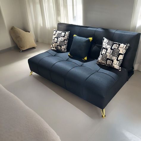 FUTON PEQUEÑO DE 1.50 CM ECO GOLD BLACK con cojine-0