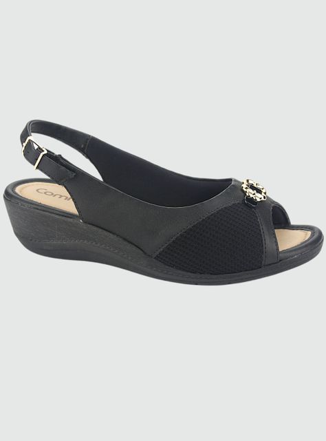 Sandalia Comfortflex Mujer 2396452 Negro Casual-0