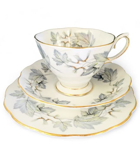 Trío de Café "Silver Maple" - Royal Albert, Inglaterra (1959 - 1984)-0