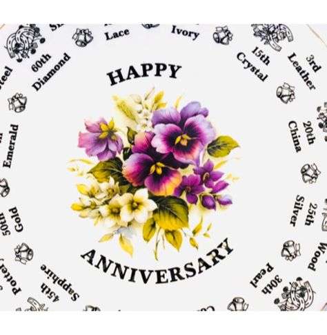 Plato Decorativo "Happy Anniversary" - Royal Stuart, Inglaterra (1950s)-1