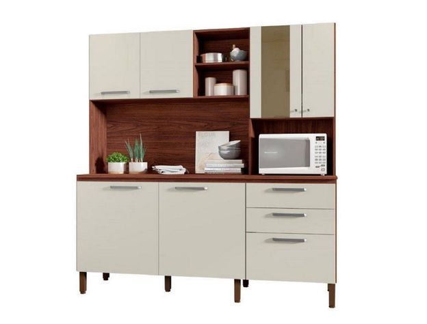 Mueble de Cocina 6 Puertas M-2929 Vainilla Castaño-0