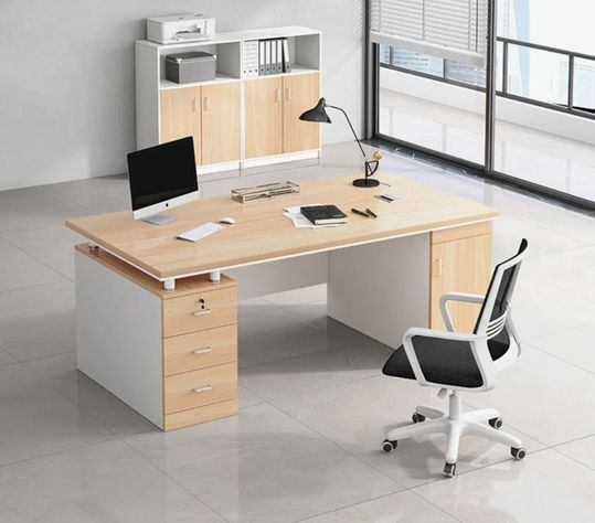Escritorio Moderno Con Cajoneras 140x60x77cm Para Oficina-1