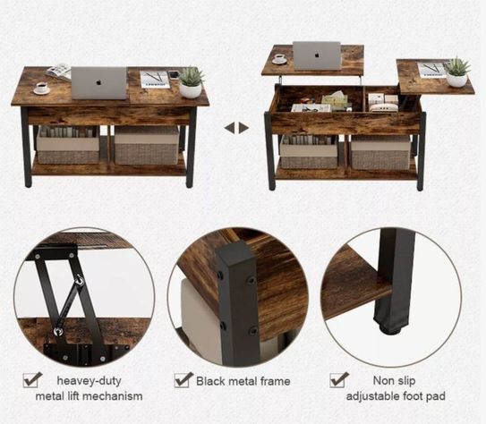 Mesa De Centro Elevable Para Living 110x49x48cm-1