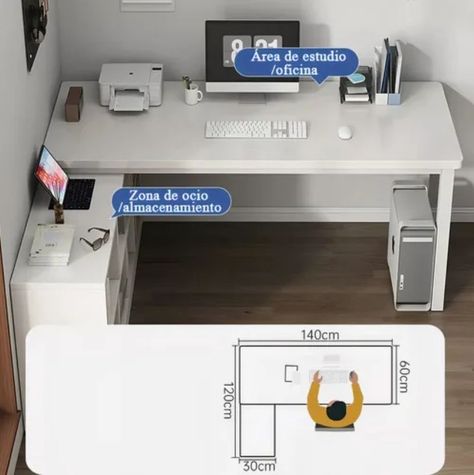 Escritorio Forma L Oficina Con Cajonera Intercambiable 140cm-5
