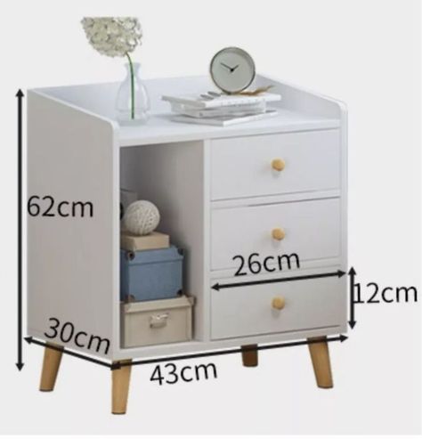 Velador 2 Niveles Con 3 Cajones Homer Design 62*30*43-4