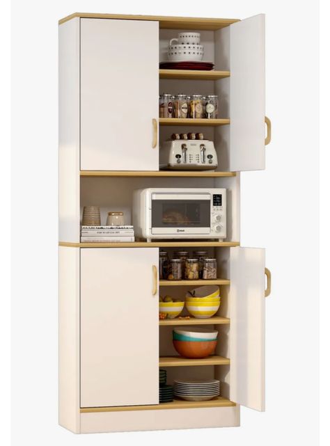 Mueble De Cocina De Pata Estante Con Vidrio 60x30x183cm Color Blanco-0