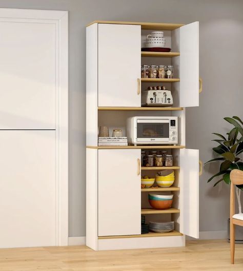 Mueble De Cocina De Pata Estante Con Vidrio 60x30x183cm Color Blanco-1