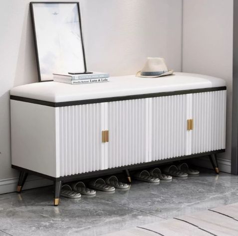Zapatero Probador Vanguardia 4 Puertas Con Asiento De Cuero-1