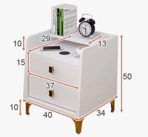 Velador 2 Niveles Con Cargador Inalambrico 40*34*50 Doble-4