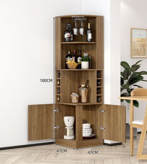 Mueble De Bar Esquinero Multifuncional 180x47x47cm-3