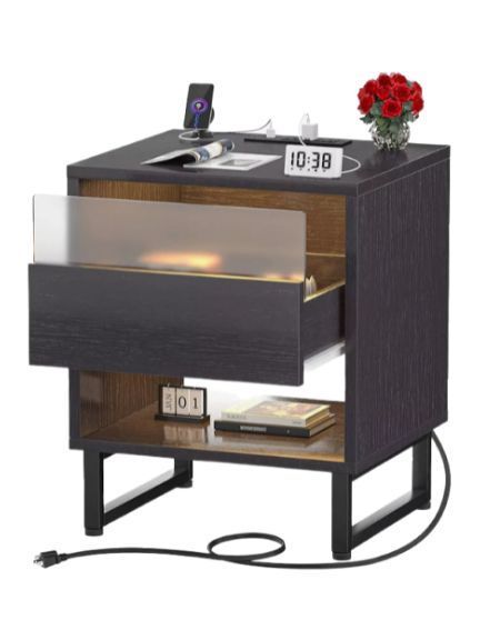 Velador Premium Moderno Con Luz Y Echufe 2 Tiras 48x43x56cm-0