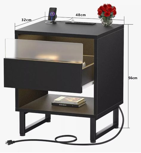 Velador Premium Moderno Con Luz Y Echufe 2 Tiras 48x43x56cm-4