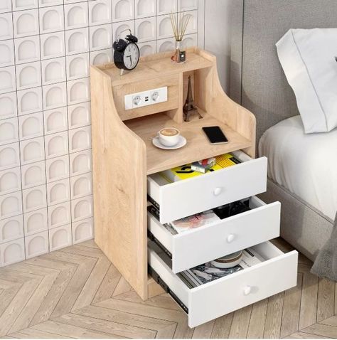 Velador Premium Moderno Con Echufe 3 Tiras 45x35x68cm-1