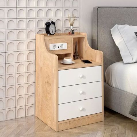 Velador Premium Moderno Con Echufe 3 Tiras 45x35x68cm-2