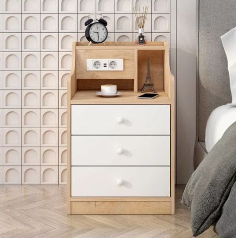 Velador Premium Moderno Con Echufe 3 Tiras 45x35x68cm-3