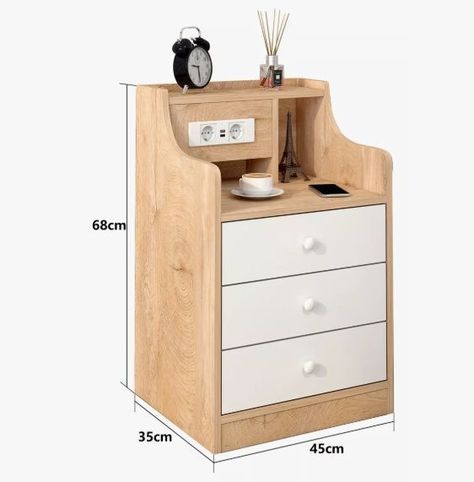 Velador Premium Moderno Con Echufe 3 Tiras 45x35x68cm-4