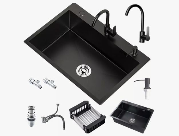 Combo Lavaplato Empotrado 55x45cm Acero Inoxidable Con Todos-1