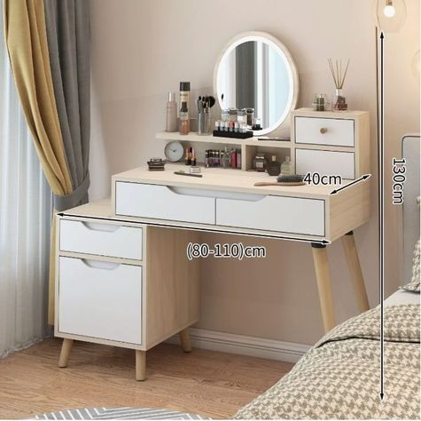 Tocador Con Espejo De Luz Comoda Extendible 130x40x110cm-2