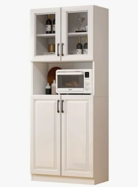 Mueble De Cocina De Pata Estante Con Vidrio 60x36x176cm Color Blanco-0