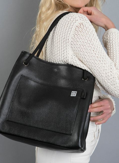 TEENKNOT / Totebag 100% cuero / Negro-3