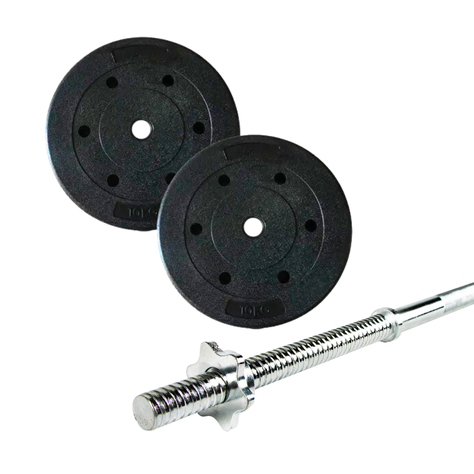 Barra Preolímpica 120cm Cromada + 20kg En Discos-0