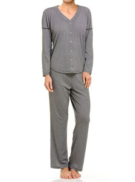 Pijama Hope Listado Gris Gris Mujer-0