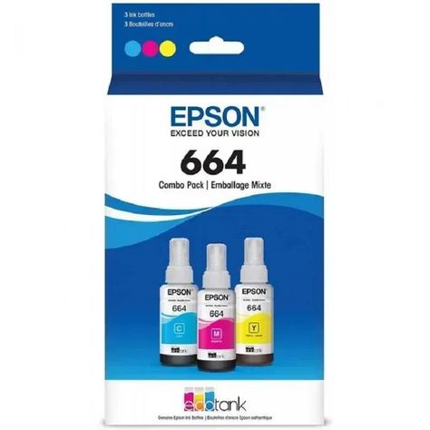 Botellas de Tinta Epson T664 70ml pág. 7.500 C-M-A T664520-3P-0