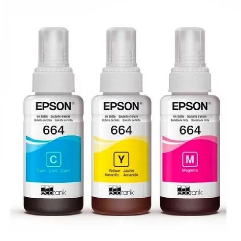 Botellas de Tinta Epson T664 70ml pág. 7.500 C-M-A T664520-3P-1