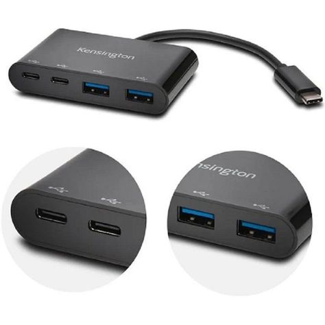 Adaptador Kensington Hub USB-C a USB-B(2) y USB-C(2) 4 Puertos-0