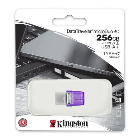 Pendrive Kingston DataTraveler MicroDuo 3C G3 256Gb USB 3.2 + USB-C Morado-1