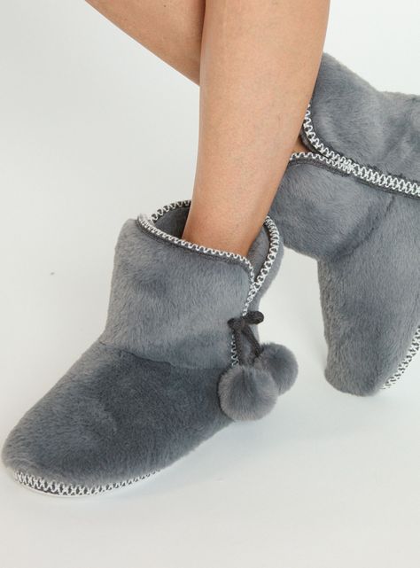 Pantufla de Mujer Bota New Charcoal-1