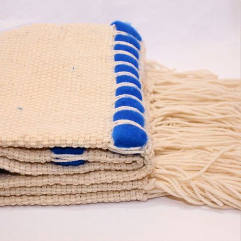 Piecera 100% lana de oveja con franja en vellón azul-1