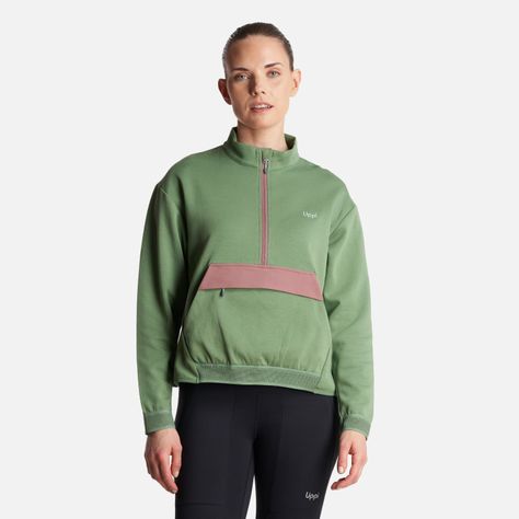 Poleron Mujer  DownStreet 1/4 Zip Sweatshirt Verde Claro Lippi-1