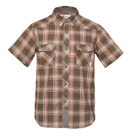 Camisa Niño Mountain Towns Shorts Sleeve Shirt Verde Militar / Crema Lippi-0