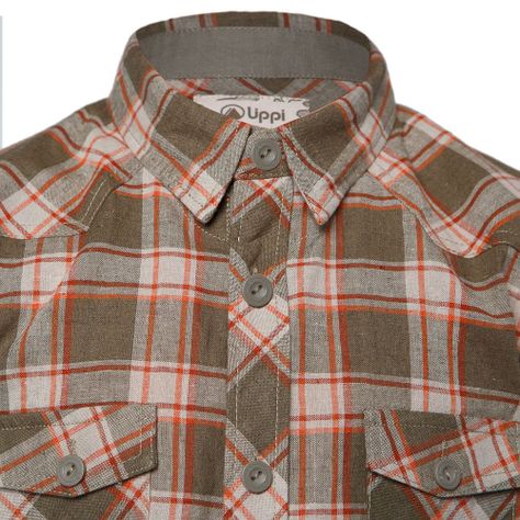 Camisa Niño Mountain Towns Shorts Sleeve Shirt Verde Militar / Crema Lippi-3