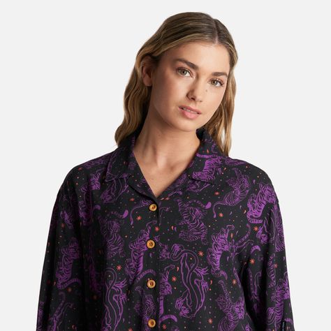 Camisa Mujer Cola de Tigre Print Negro Haka Honu-4