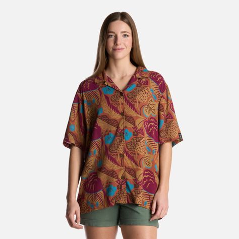 Camisa Mujer Hibiscus Print Terracota Haka Honu-0